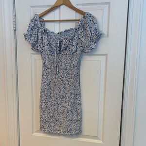 Haute Monde Blue and White Floral Mini Dress